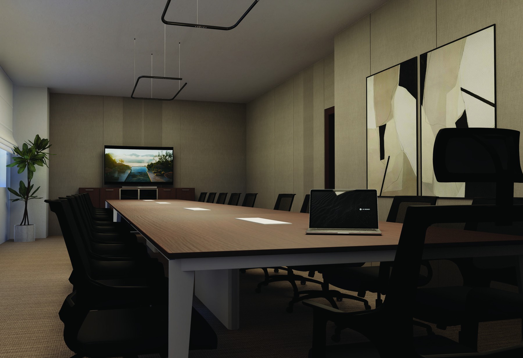 Office interior with a table and chairs from the company profile