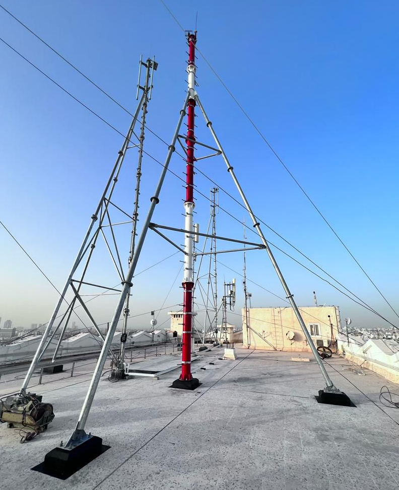 Rooftop telecommunications masts and supporting structures in Tripoli City